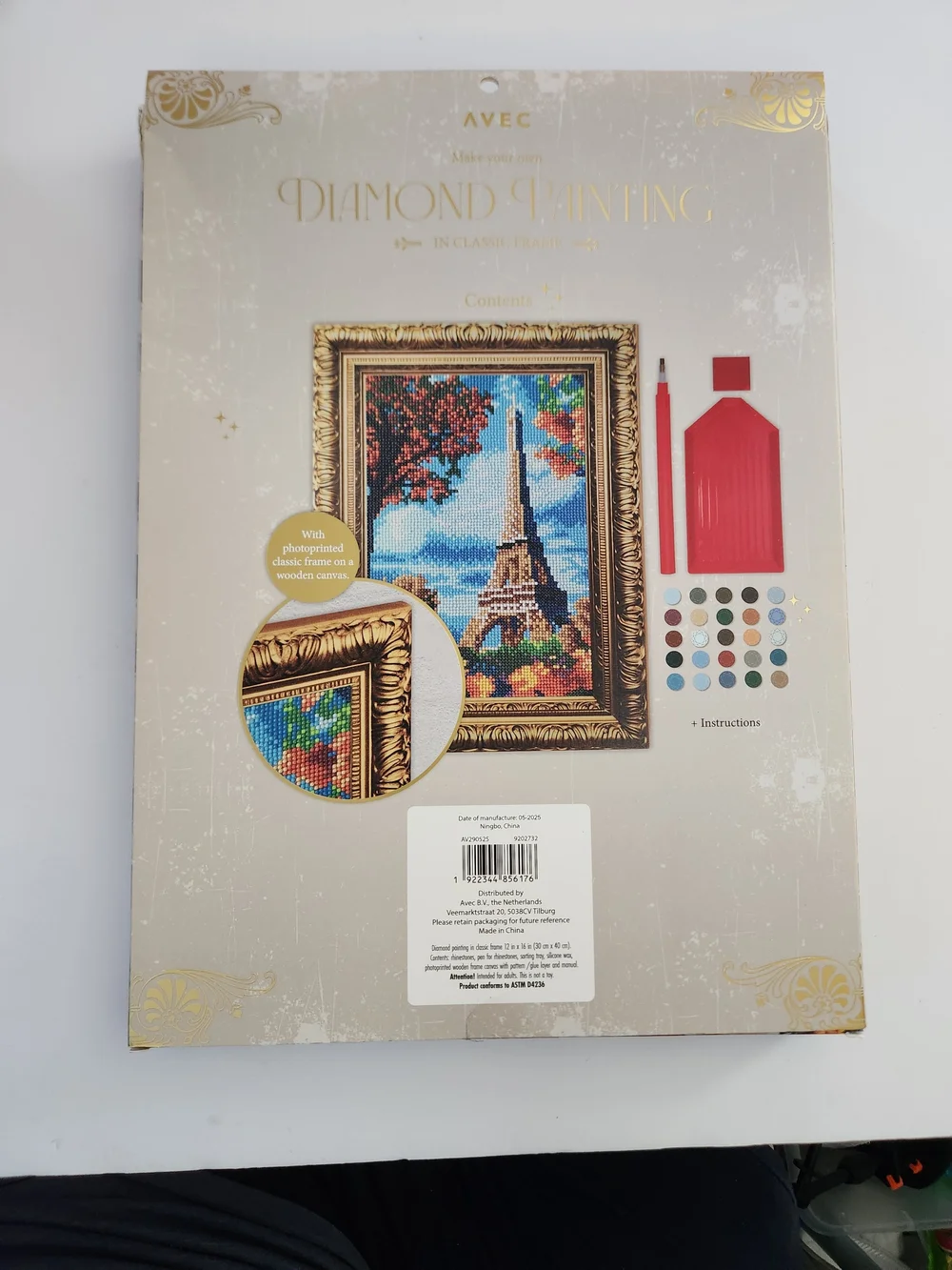 Diamond Painting Wall Art Kit Eiffel Tower Photoprinted Frame